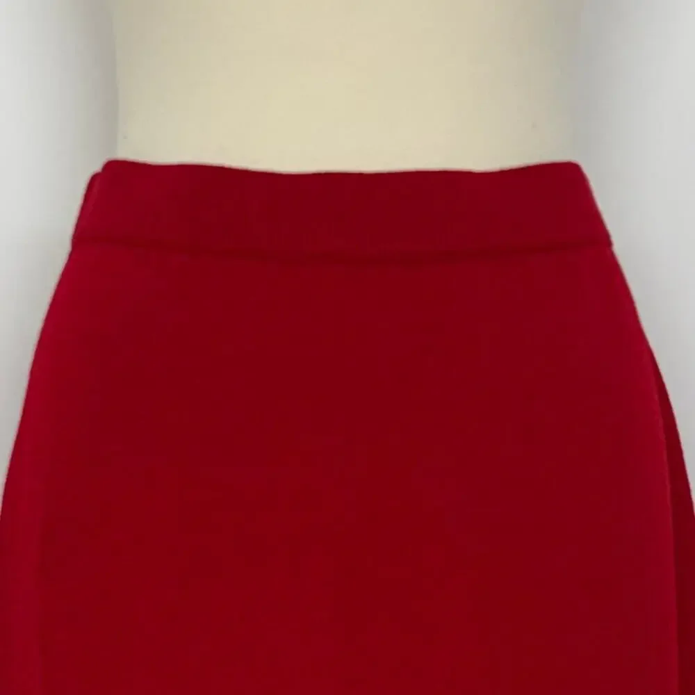 St. John Collection Pencil Skirt Santana Knit Red Knee-Length with Side Slit 10